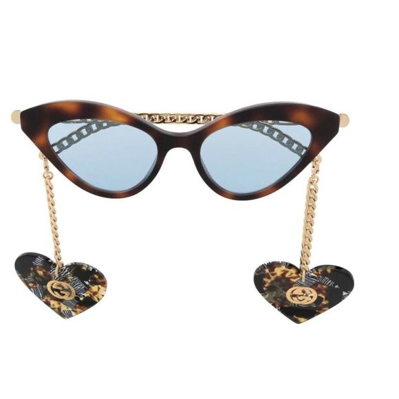 NEW GUCCI GG0978S - 003 CAT EYE Heart Charm SUNGLASSES - Picture 2 of 10